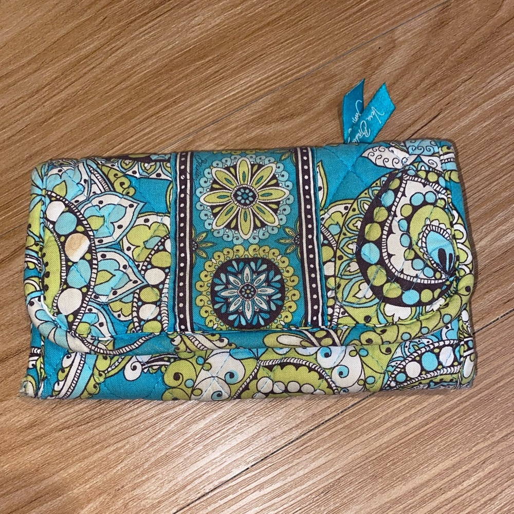Vera Bradley Peacock Blue Quilted Trifold Wallet